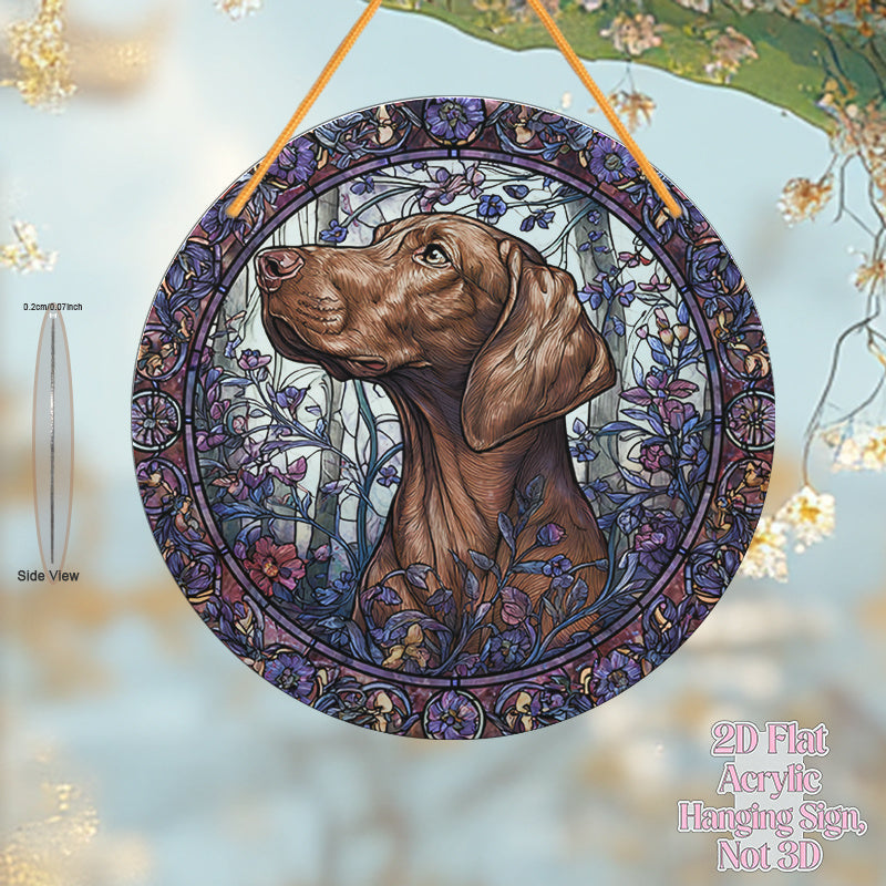 Vibrant Vizsla Dog Window Hanging Sun Catcher