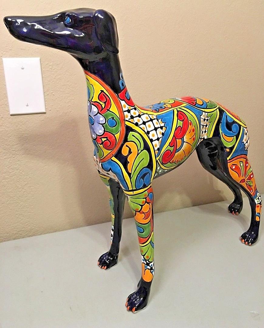 Talavera Sighthound Ceramic Sculpture – 20.5" XL