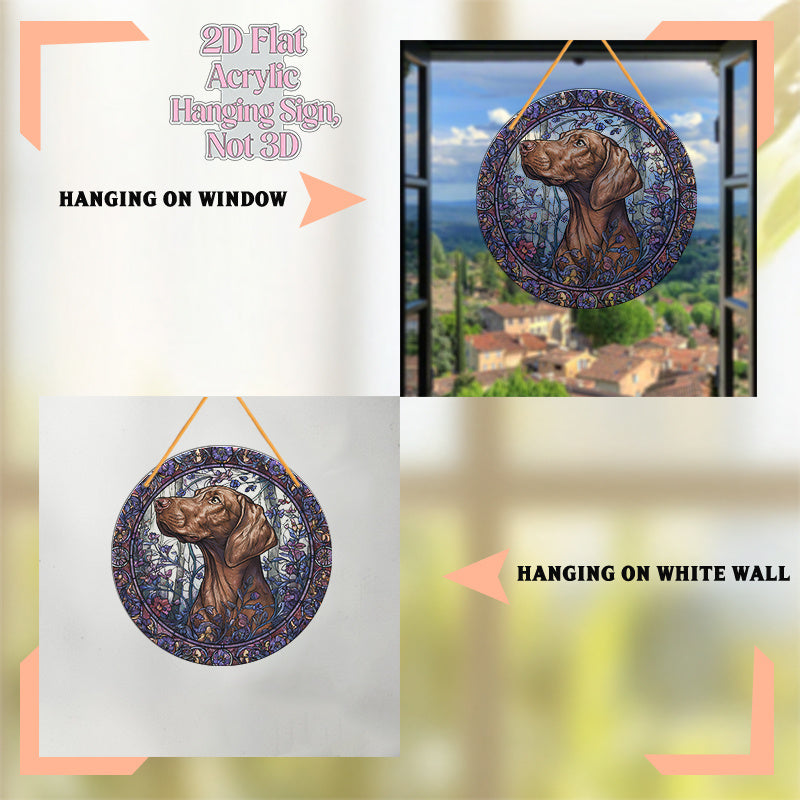 Vibrant Vizsla Dog Window Hanging Sun Catcher