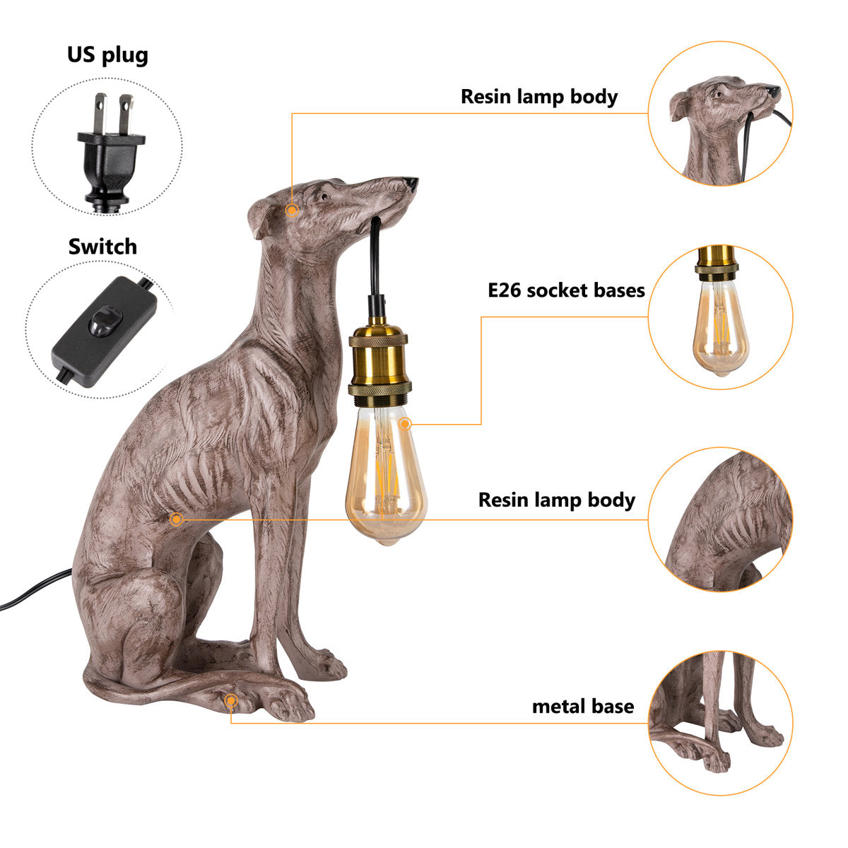 Sighthound Resin Table Lamp
