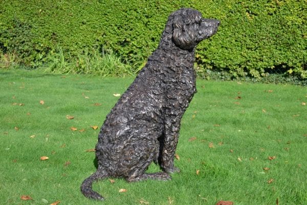 Life-Size Seated Labradoodle Bronze Sculpture